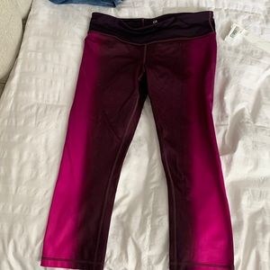 Burgundy and pink Gap Fit capri work out pants; size S; good condition